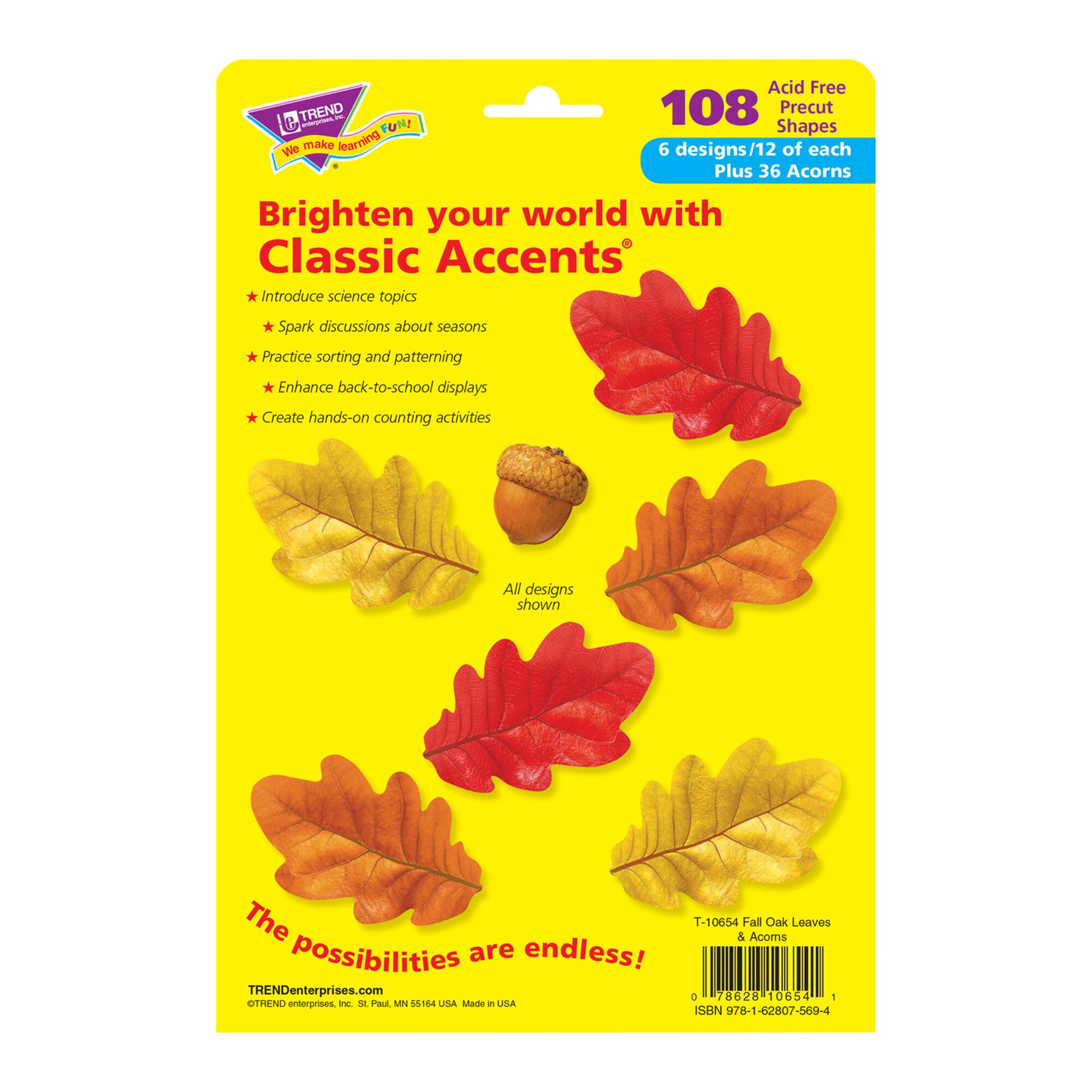 Trend Classic Accents® Fall Oak Leaves & Acorns Variety Pack, 3 Packs of 108